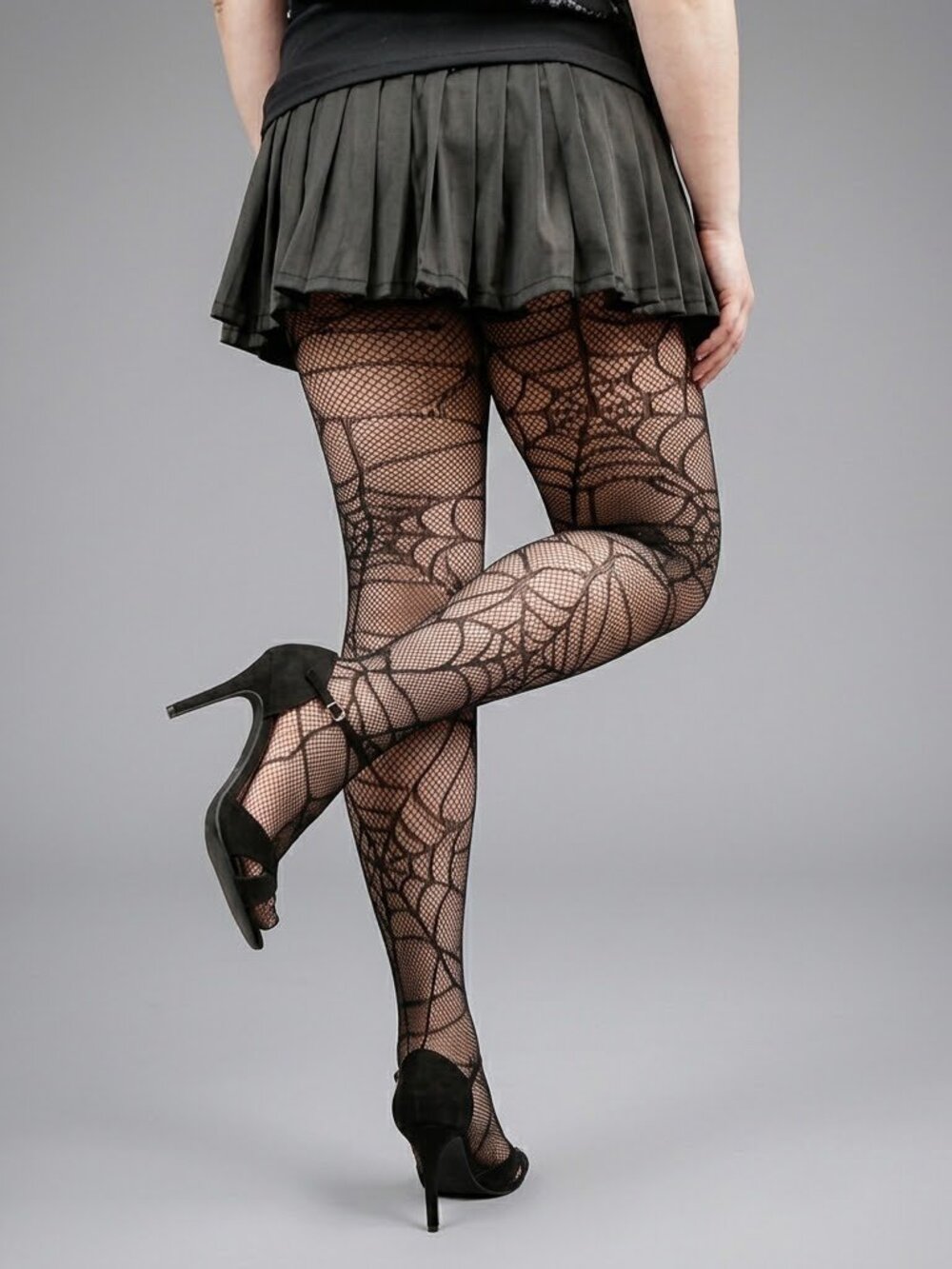 Gothic Spider Web Fishnet Tights Pantyhose Halloween Costume Cosplay Punk NWT - Picture 5 of 7